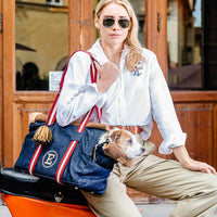 Thumbnail for Denim pet carrier luxury woman