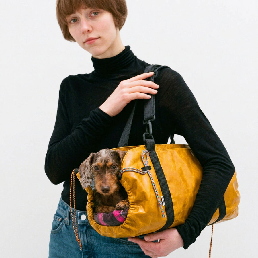carrier bag special sausage dog in leather