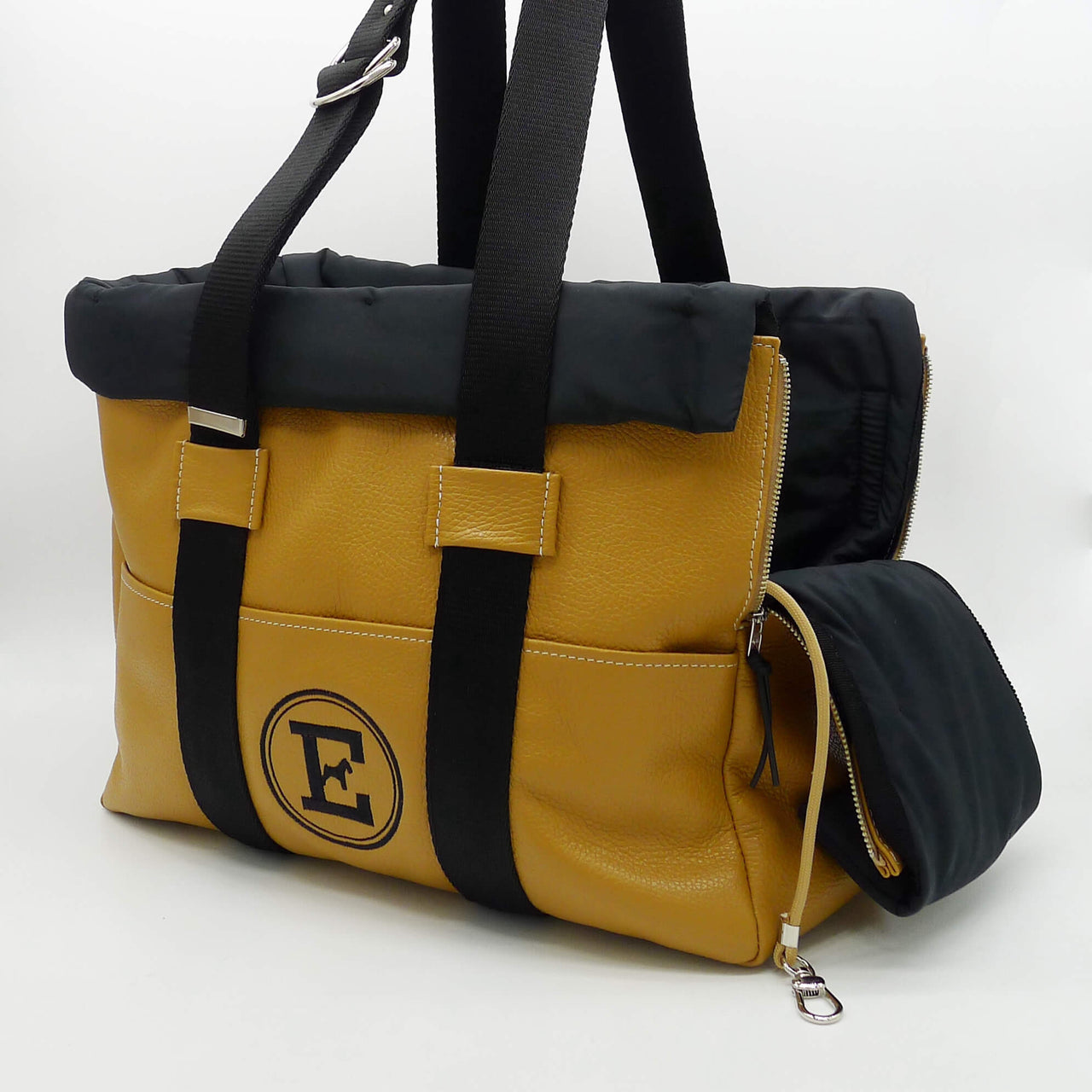 full-grain leather dog carrier bag