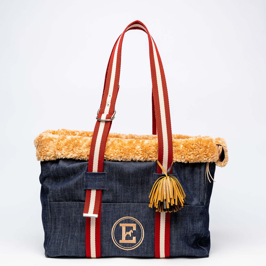 Handmade denim small dog purse