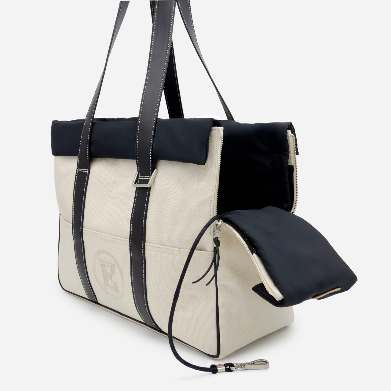 italian black leather dog bag