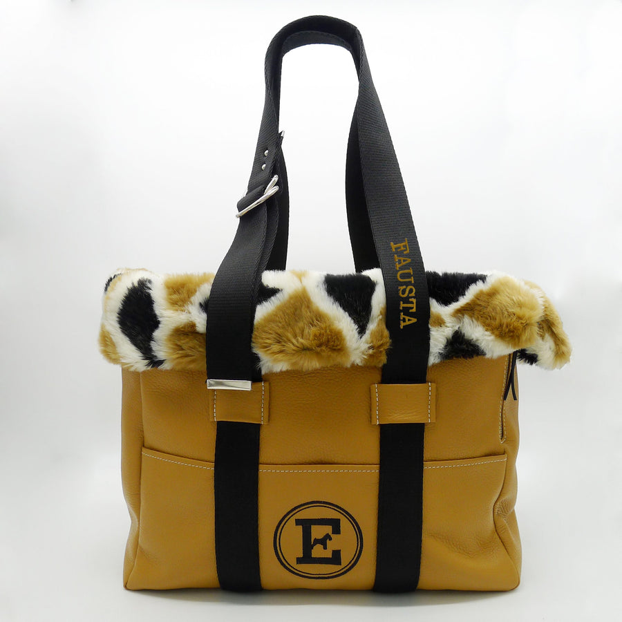 Leather Dog Bag with embroidered name