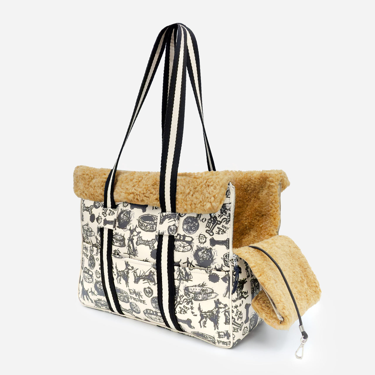 printed leather dog carrier for small dogs