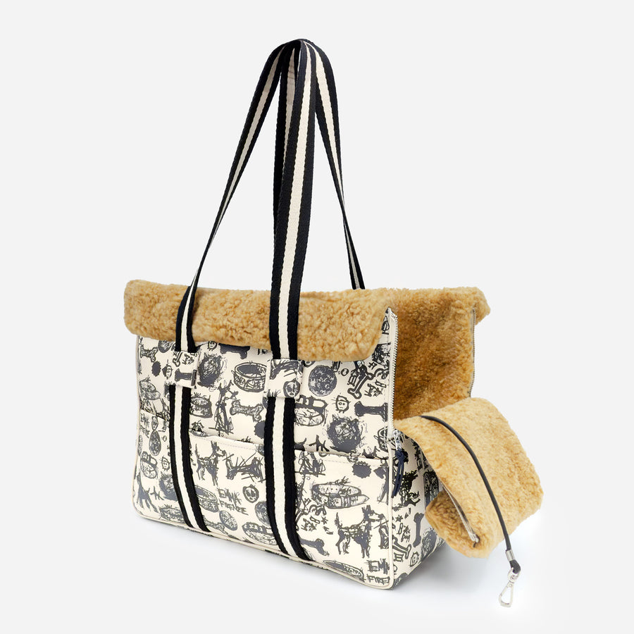 printed leather dog carrier for small dogs