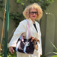 Thumbnail for stylish dog carrier purse black leather